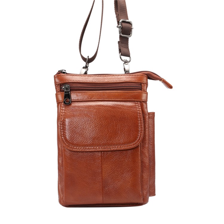 Vertical Top Layer Cowhide Leather Protection Pouch Case with Shoulder Strap 6.5 inch for Samsung Galaxy Note 8 - Brown-9