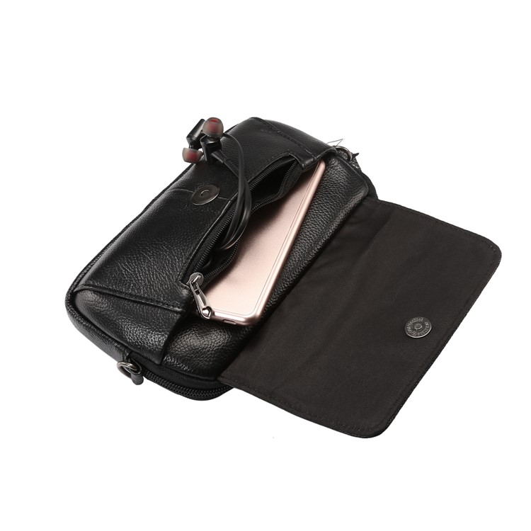 Horizontal Top Layer Cowhide Leather Waist Shoulder Pouch Case for Samsung Galaxy Note 8 /iPhone 8 Plus - Black-10