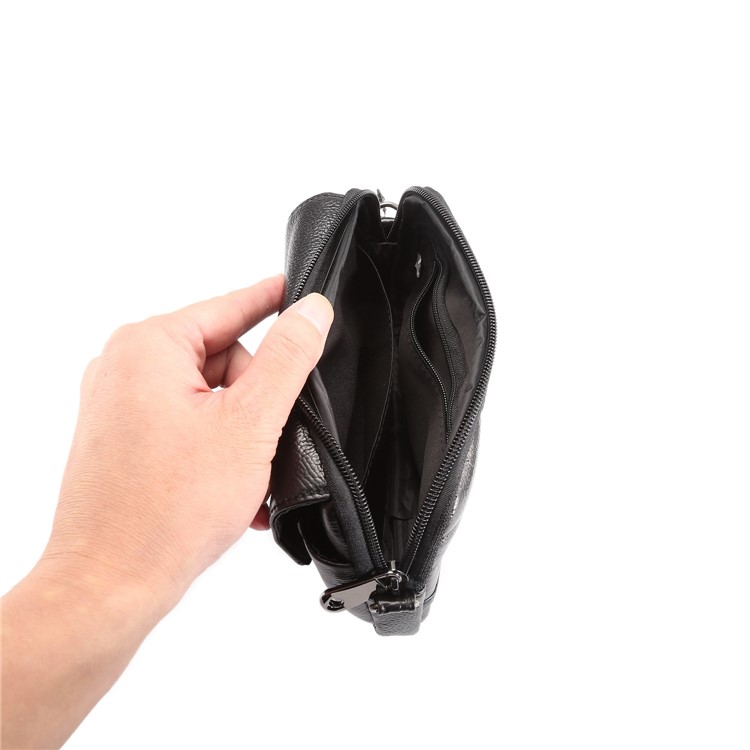 Horizontal Top Layer Cowhide Leather Waist Shoulder Pouch Case for Samsung Galaxy Note 8 /iPhone 8 Plus - Black-13