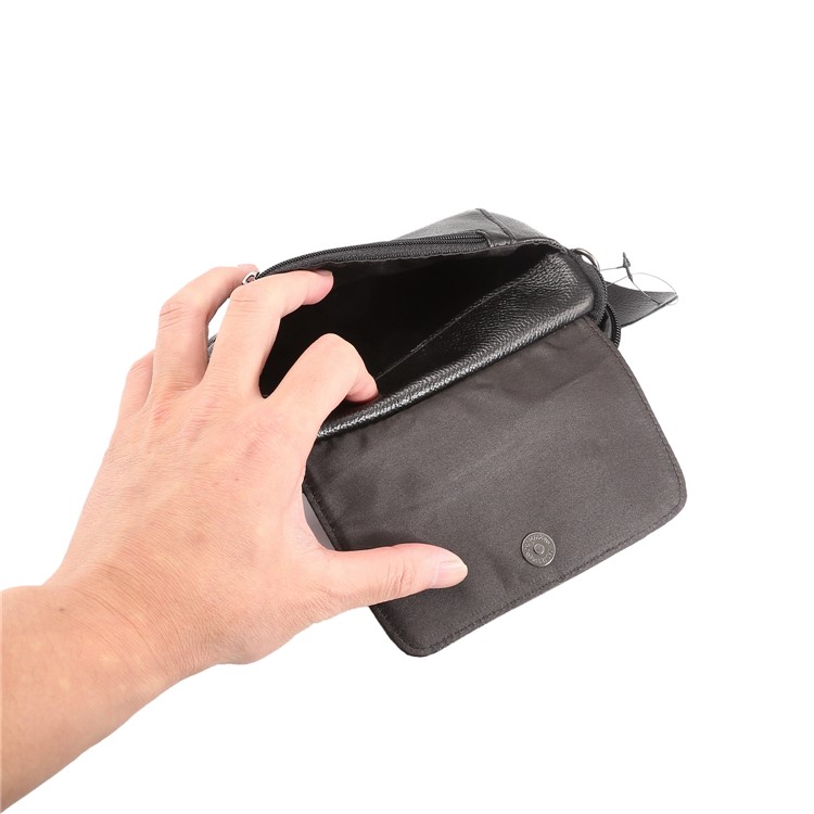 Horizontal Top Layer Cowhide Leather Waist Shoulder Pouch Case for Samsung Galaxy Note 8 /iPhone 8 Plus - Black-14