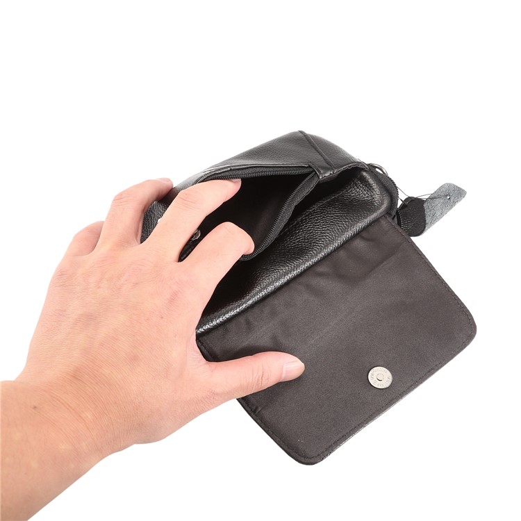 Horizontal Top Layer Cowhide Leather Waist Shoulder Pouch Case for Samsung Galaxy Note 8 /iPhone 8 Plus - Black-15