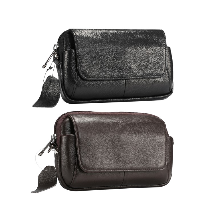 Horizontal Top Layer Cowhide Leather Waist Shoulder Pouch Case for Samsung Galaxy Note 8 /iPhone 8 Plus - Black-18