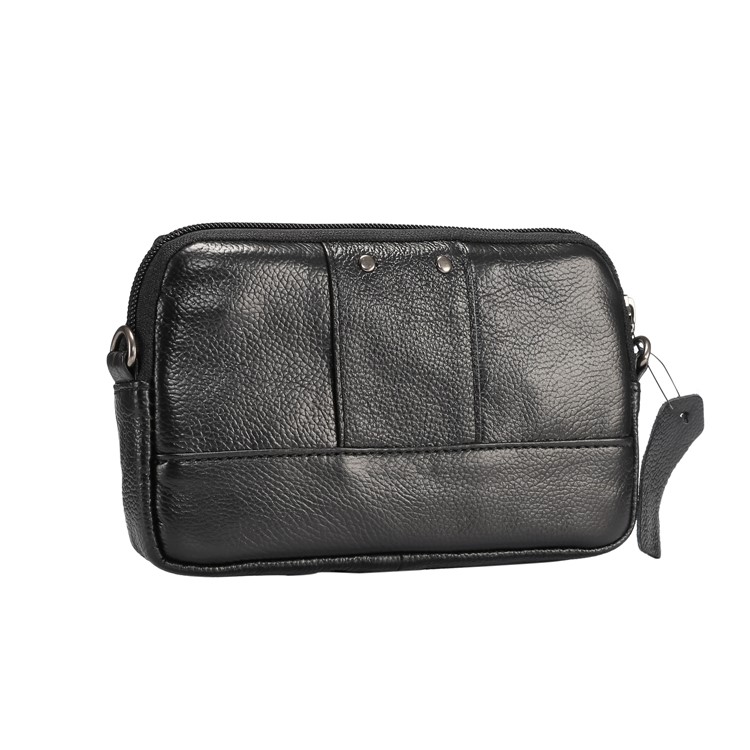 Horizontal Top Layer Cowhide Leather Waist Shoulder Pouch Case for Samsung Galaxy Note 8 /iPhone 8 Plus - Black-2