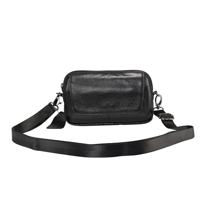 Horizontal Top Layer Cowhide Leather Waist Shoulder Pouch Case for Samsung Galaxy Note 8 /iPhone 8 Plus - Black-5