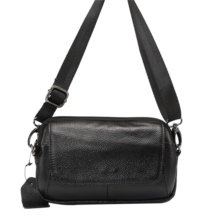 Horizontal Top Layer Cowhide Leather Waist Shoulder Pouch Case for Samsung Galaxy Note 8 /iPhone 8 Plus - Black-8