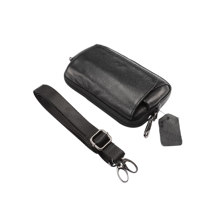 Horizontal Top Layer Cowhide Leather Waist Shoulder Pouch Case for Samsung Galaxy Note 8 /iPhone 8 Plus - Black-9