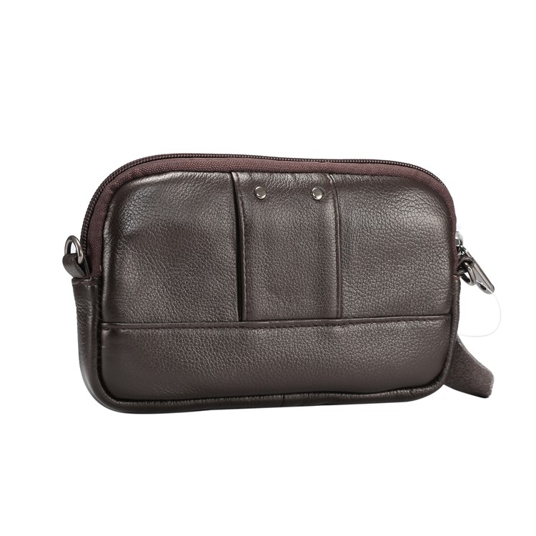 Horizontal Top Layer Cowhide Leather Waist Shoulder Pouch Cover Case for Samsung Galaxy Note 8 /iPhone 8 Plus - Coffee-2