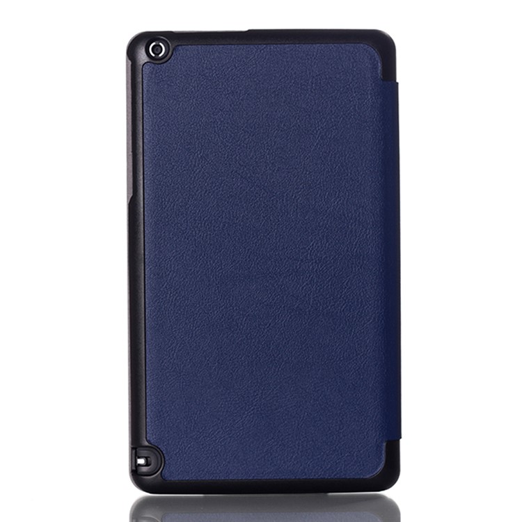 Tri-fold Smart Leather Stand Case for Nvidia Shield K1 - Dark Blue-2