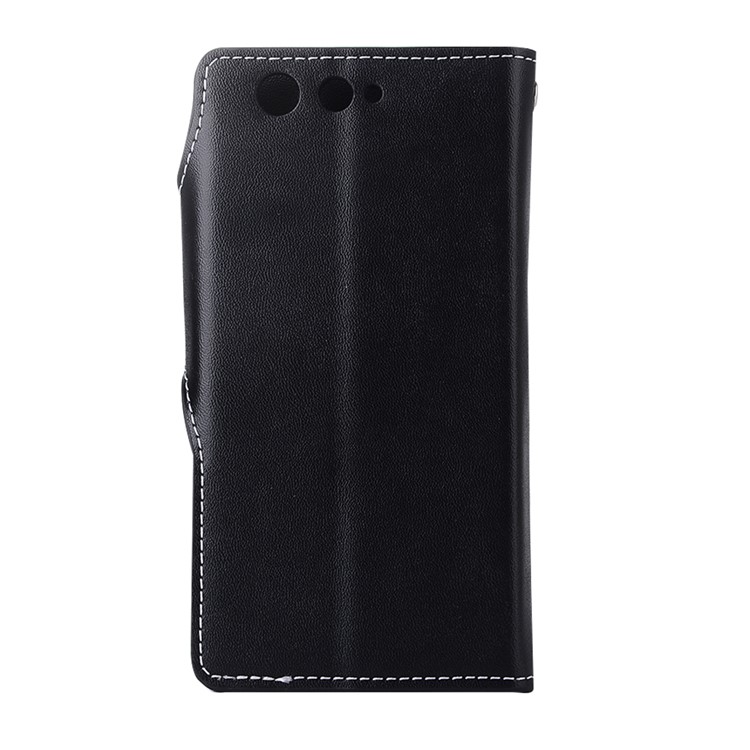 Vintage Style Leather Wallet Stand Case for Fujitsu F-05J - Black-2