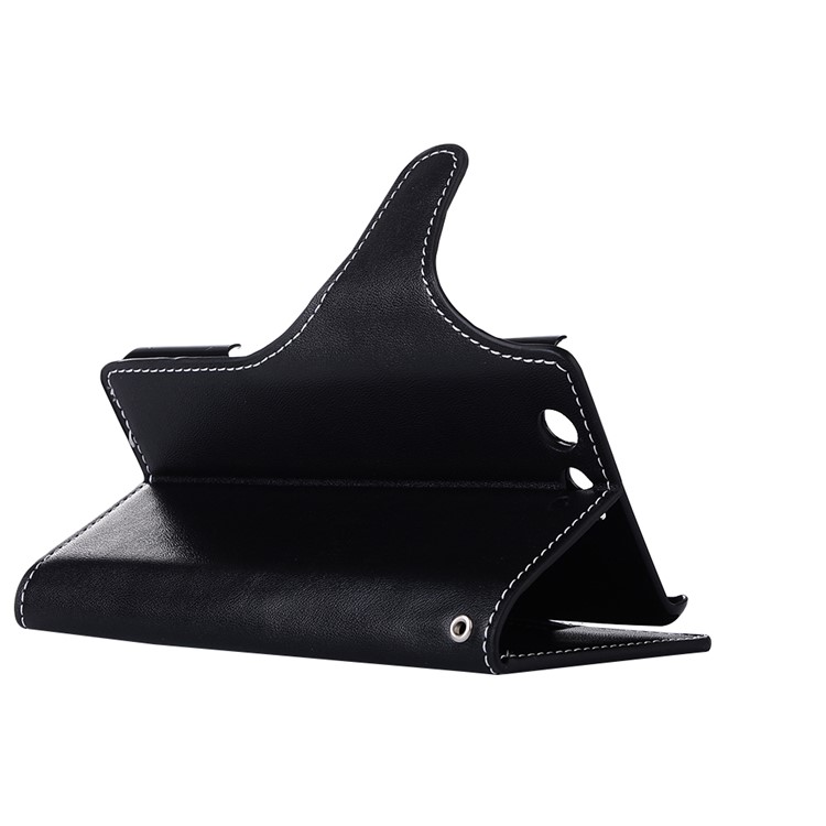 Vintage Style Leather Wallet Stand Case for Fujitsu F-05J - Black-4