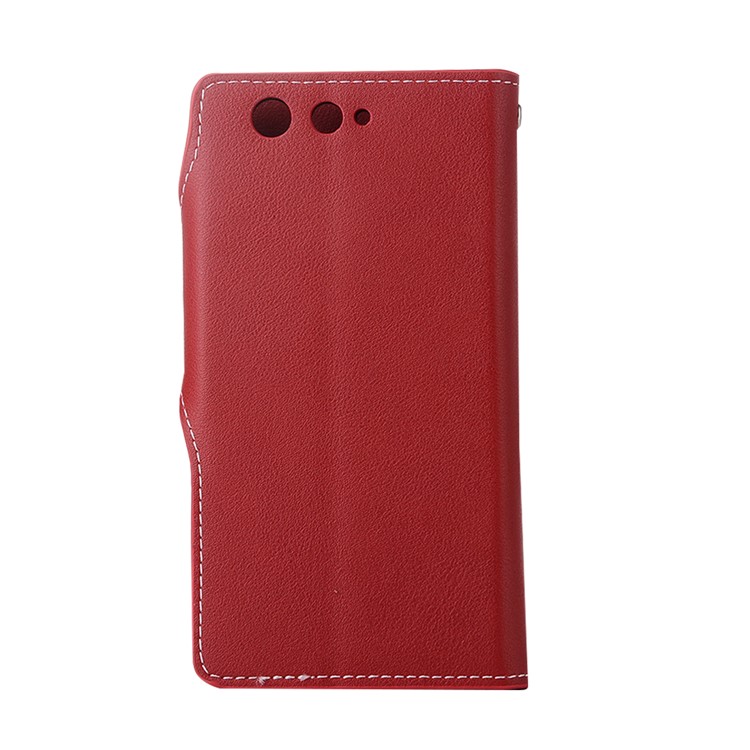 For Fujitsu F-05J Vintage Style Leather Wallet Phone Case with Stand - Red-2