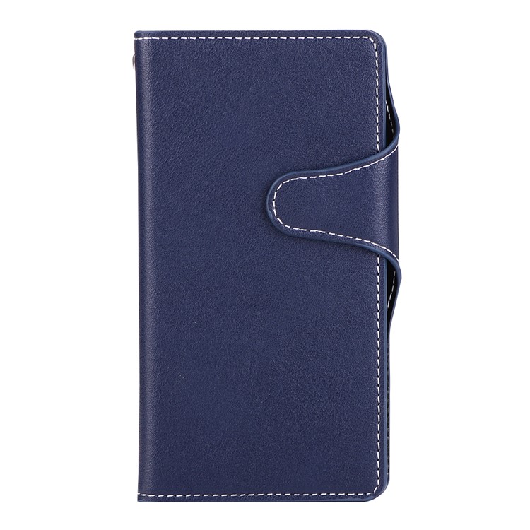 Vintage Style Leather Wallet Stand Cover for Fujitsu F-05J - Dark Blue-1