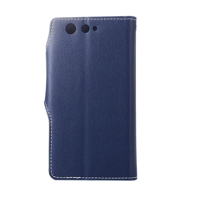 Vintage Style Leather Wallet Stand Cover for Fujitsu F-05J - Dark Blue-2