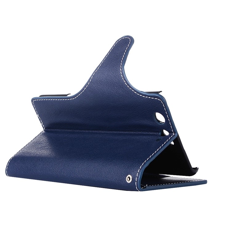 Vintage Style Leather Wallet Stand Cover for Fujitsu F-05J - Dark Blue-4