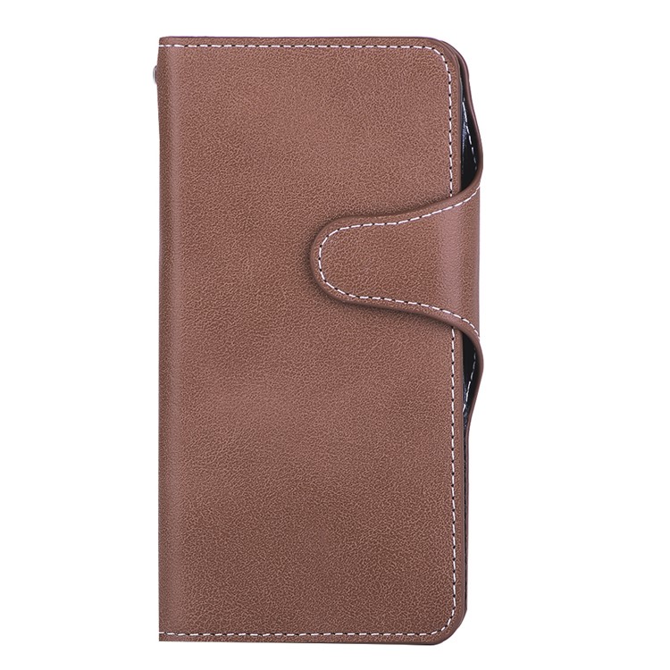Vintage Style Leather Wallet Stand Mobile Cover for Fujitsu F-05J - Brown-1