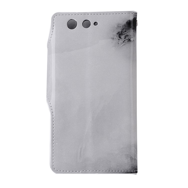 Marble Grain Leather Wallet Stand Flip Case for Fujitsu F-05J - White-2
