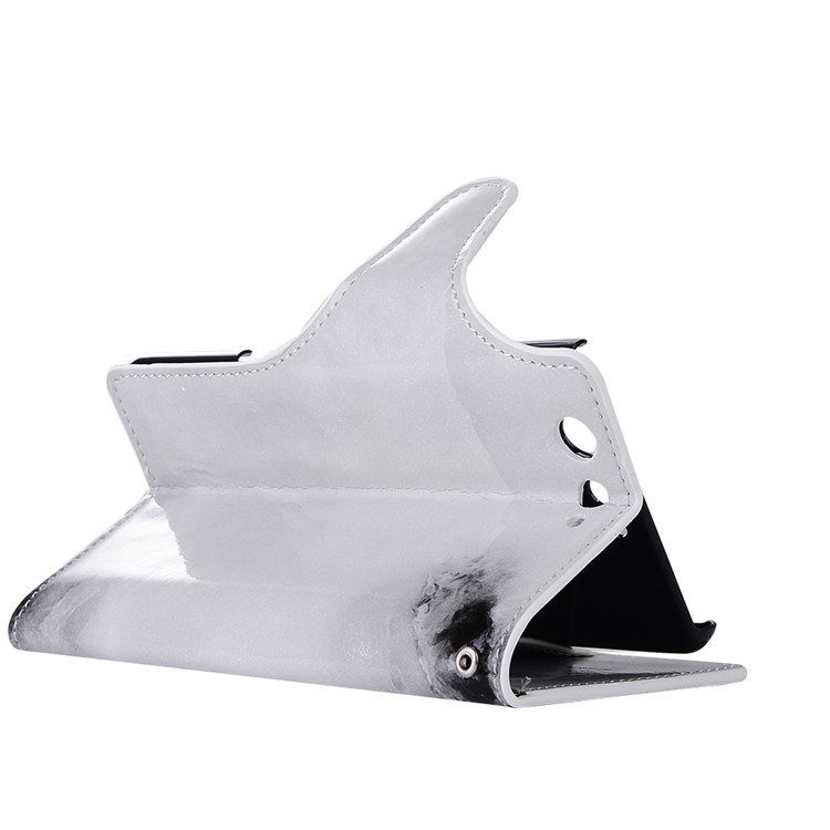 Marble Grain Leather Wallet Stand Flip Case for Fujitsu F-05J - White-4