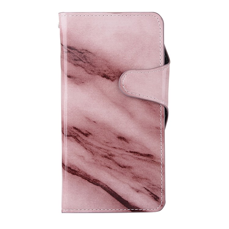 Marble Grain Leather Wallet Stand Phone Case for Fujitsu F-05J - Wine Red-1