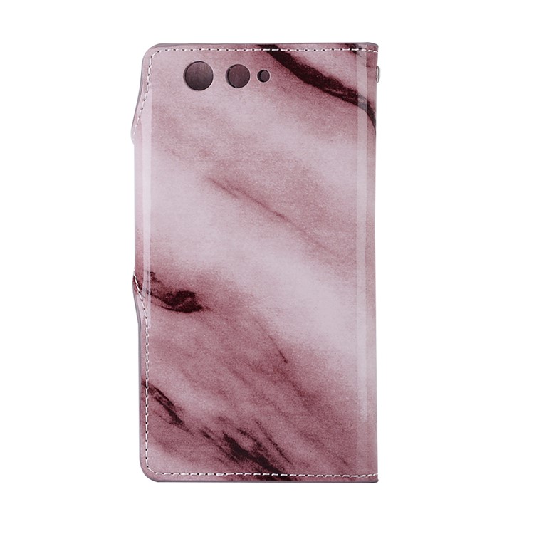 Marble Grain Leather Wallet Stand Phone Case for Fujitsu F-05J - Wine Red-2
