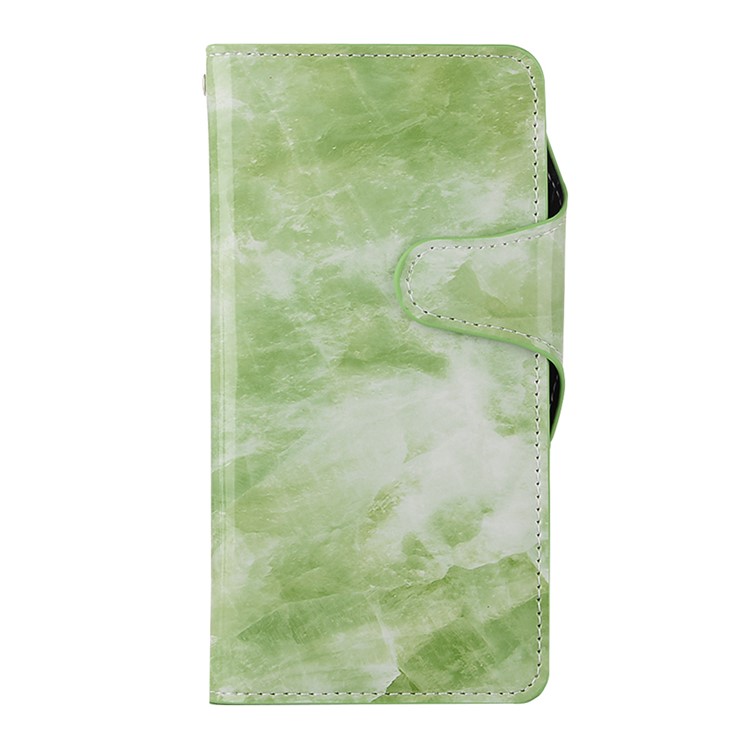 Marble Grain Leather Wallet Stand Cover for Fujitsu F-05J - Green-1