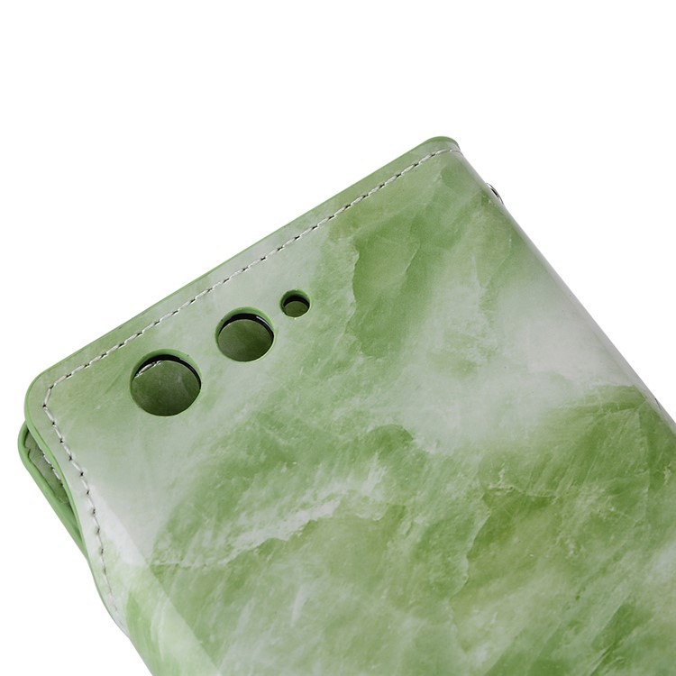 Marble Grain Leather Wallet Stand Cover for Fujitsu F-05J - Green-5