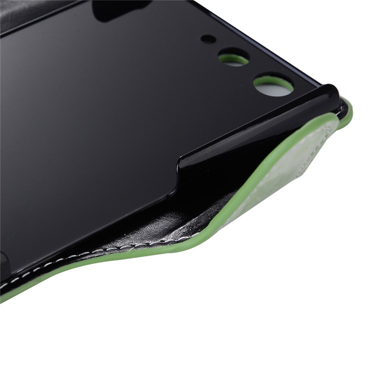 Marble Grain Leather Wallet Stand Cover for Fujitsu F-05J - Green-6