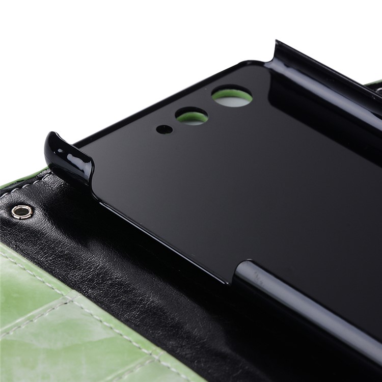 Marble Grain Leather Wallet Stand Cover for Fujitsu F-05J - Green-7