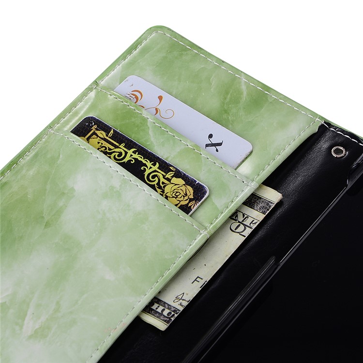 Marble Grain Leather Wallet Stand Cover for Fujitsu F-05J - Green-8