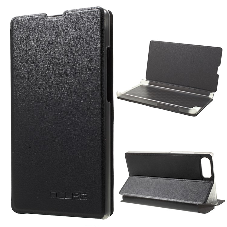 OCUBE Flip Stand Leather Phone Case for Bluboo S1 - Black-1