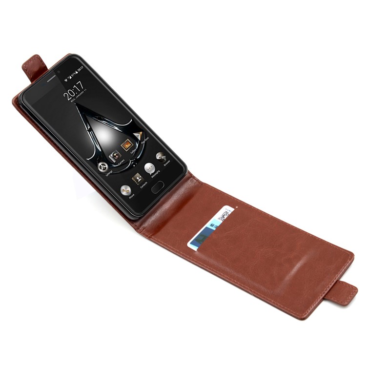 BOGVED Crazy Horse Vertical Flip Leather Card Slot Case for Ulefone Gemini - Brown-4