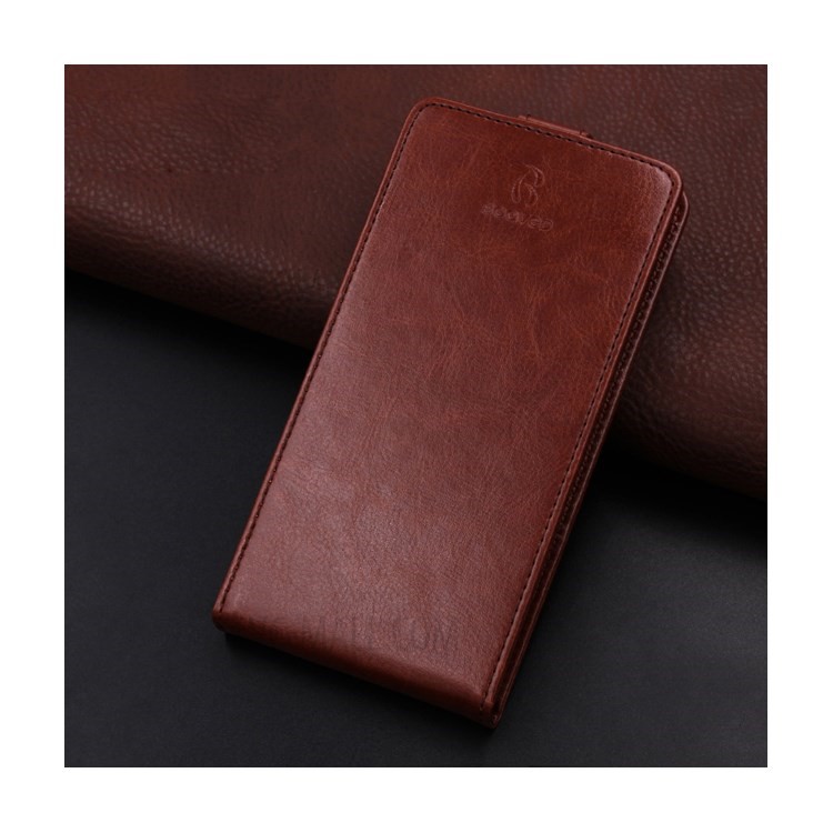 BOGVED Crazy Horse Vertical Flip Card Holder Leather Case for Wileyfox Spark - Brown-1
