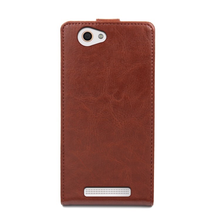 BOGVED Crazy Horse Vertical Flip Card Holder Leather Case for Wileyfox Spark - Brown-2