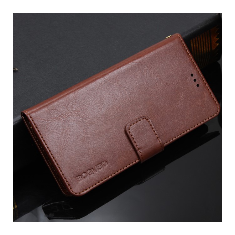 BOGVED Crazy Horse Leather Wallet Cover for Ulefone Gemini - Brown-1