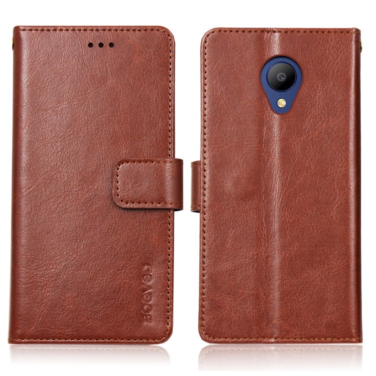 BOGVED Crazy Horse Leather Magnetic Wallet Stand Cover for Elephone P8 - Brown-1