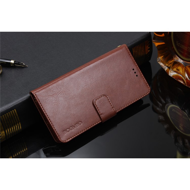 BOGVED Crazy Horse Leather Magnetic Wallet Stand Cover for Elephone P8 - Brown-2