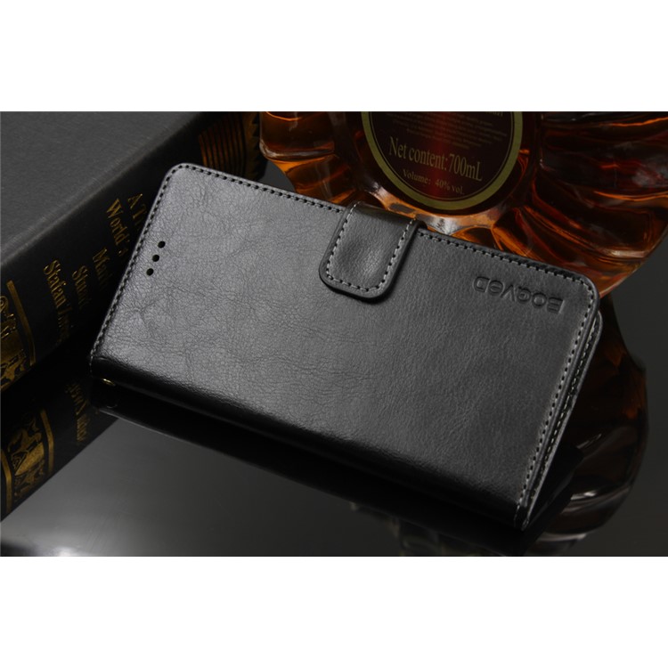 BOGVED Crazy Horse Wallet Leather Cell Phone Case for Elephone P9000 Lite - Black-3