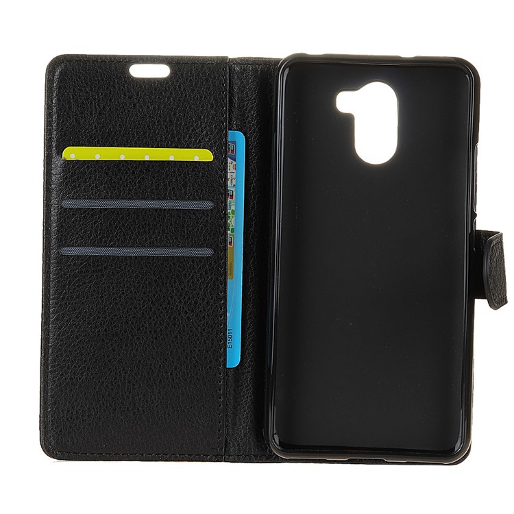 Litchi Skin PU Leather Wallet Stand Phone Shell for WileyFox Swift 2X - Black-3