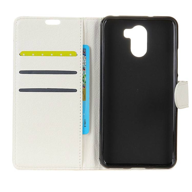 Litchi Skin PU Leather Wallet Stand Phone Case for WileyFox Swift 2X - White-4