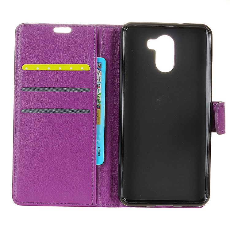 Litchi Skin PU Leather Wallet Stand Cell Phone Shell for WileyFox Swift 2X - Purple-3