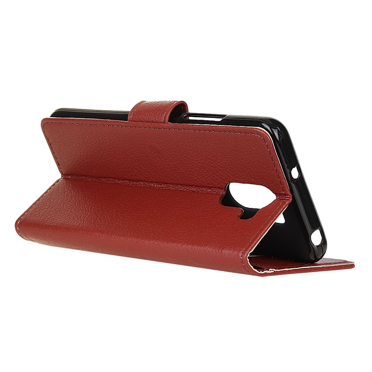 Litchi Skin PU Leather Wallet Stand Protective Shell for WileyFox Swift 2X - Brown-5