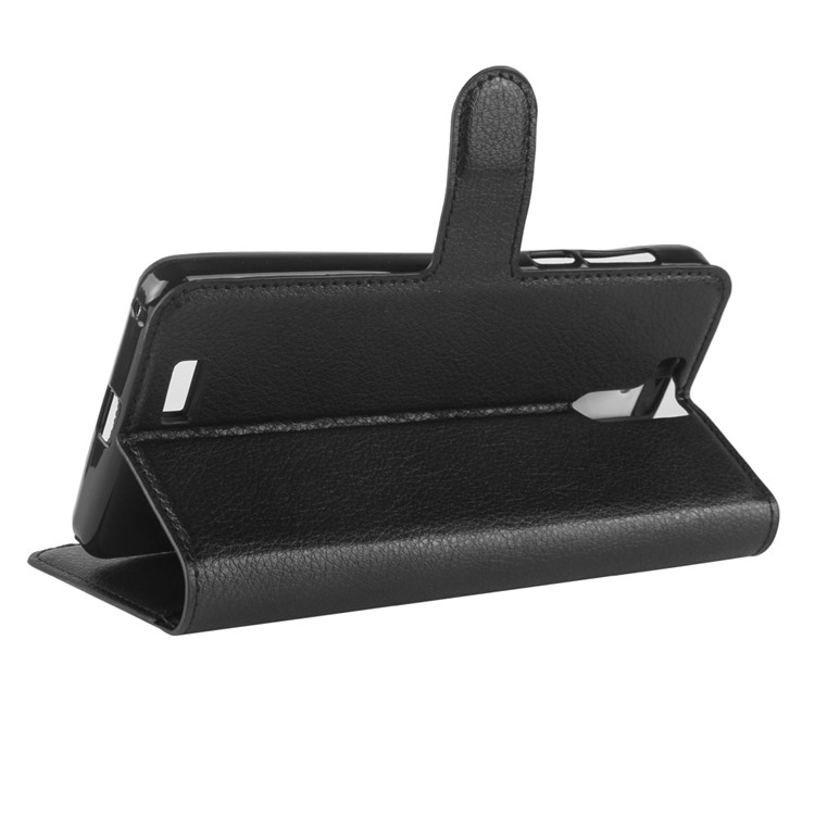 Litchi Skin Wallet Leather Stand Case for Oukitel K6000 Pro - Black-5