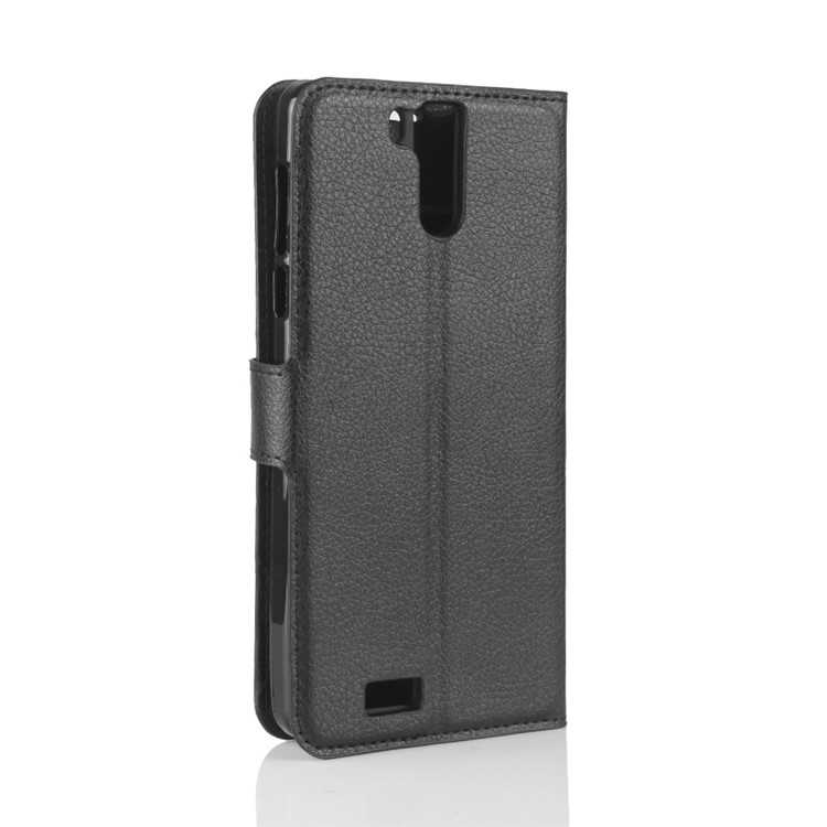 Litchi Skin Wallet Leather Stand Case for Oukitel K6000 Pro - Black-6