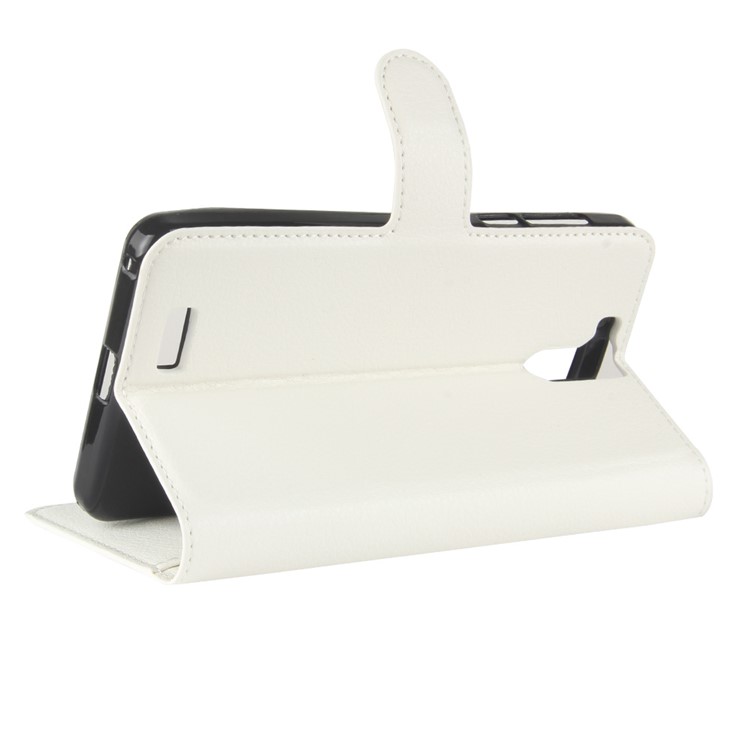 Litchi Skin Wallet Leather Stand Cover for Oukitel K6000 Pro - White-5