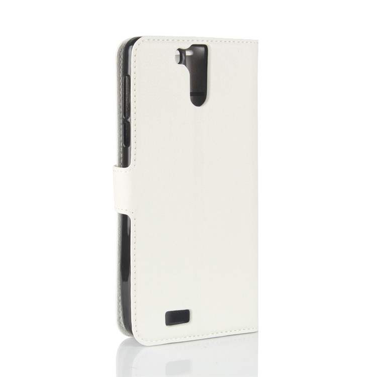 Litchi Skin Wallet Leather Stand Cover for Oukitel K6000 Pro - White-6