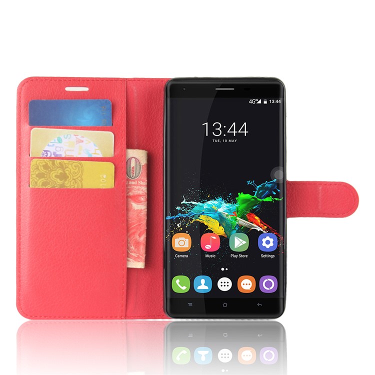 Litchi Skin Wallet Leather Cell Phone Case for Oukitel K6000 Pro - Red-4