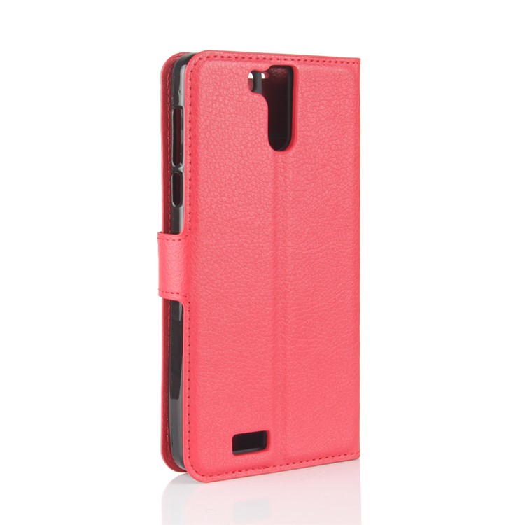 Litchi Skin Wallet Leather Cell Phone Case for Oukitel K6000 Pro - Red-6