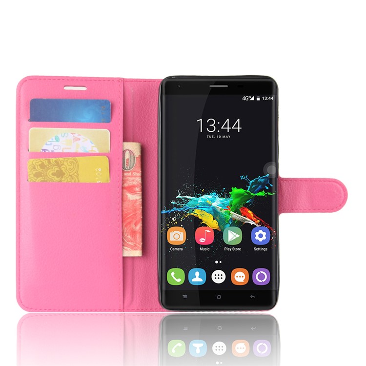 Litchi Skin Magnetic Leather Stand Case for Oukitel K6000 Pro - Rose-4