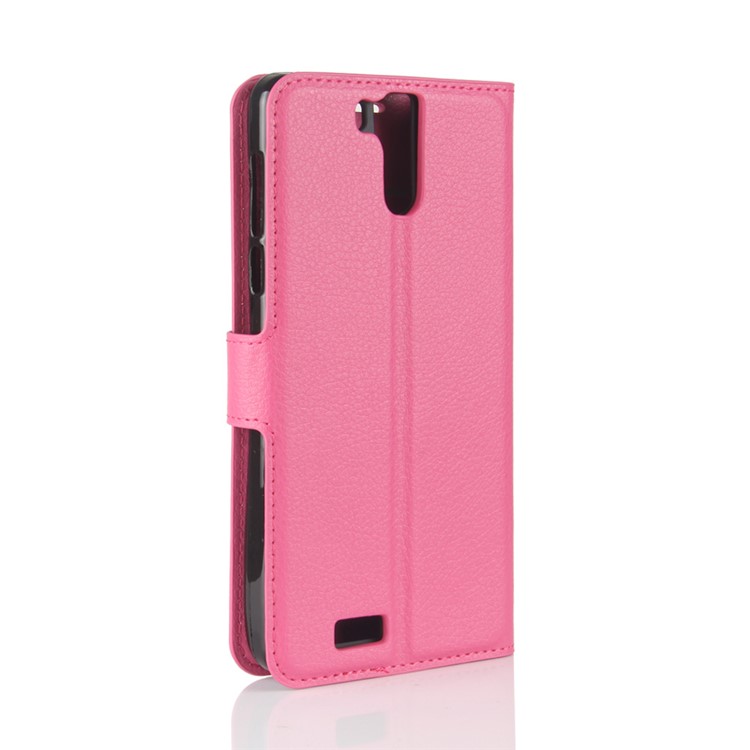 Litchi Skin Magnetic Leather Stand Case for Oukitel K6000 Pro - Rose-6