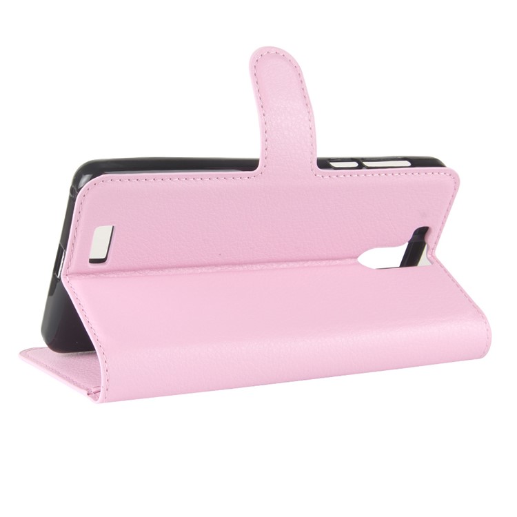 Litchi Skin Magnetic Leather Stand Cover for Oukitel K6000 Pro - Pink-5