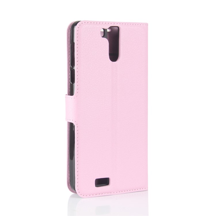 Litchi Skin Magnetic Leather Stand Cover for Oukitel K6000 Pro - Pink-6